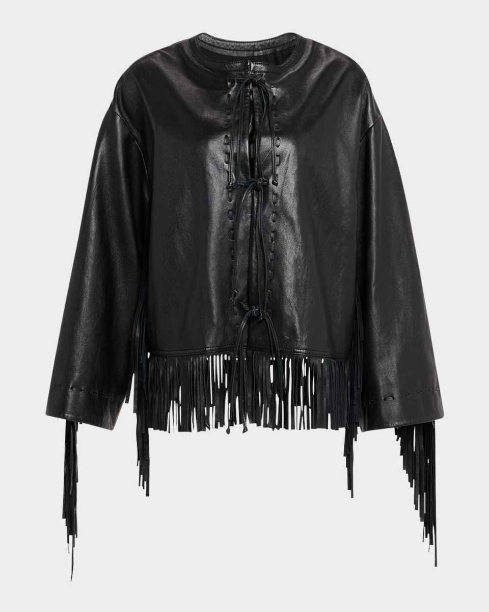 Zoena Fringed Leather Jacket